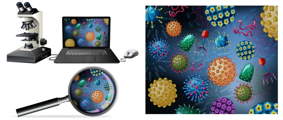 Close up isolated object of virus on computer screen 스톡 일러스트