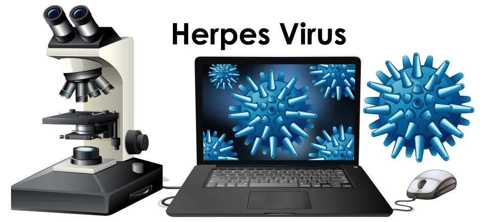 Close up isolated object of virus named Herpes virus Stock Illustration