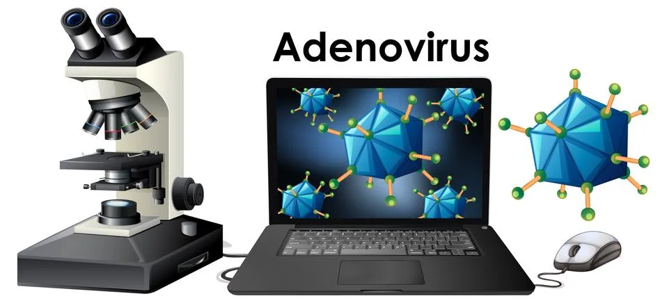 Close up isolated object of virus named Adenovirus Stock Illustration
