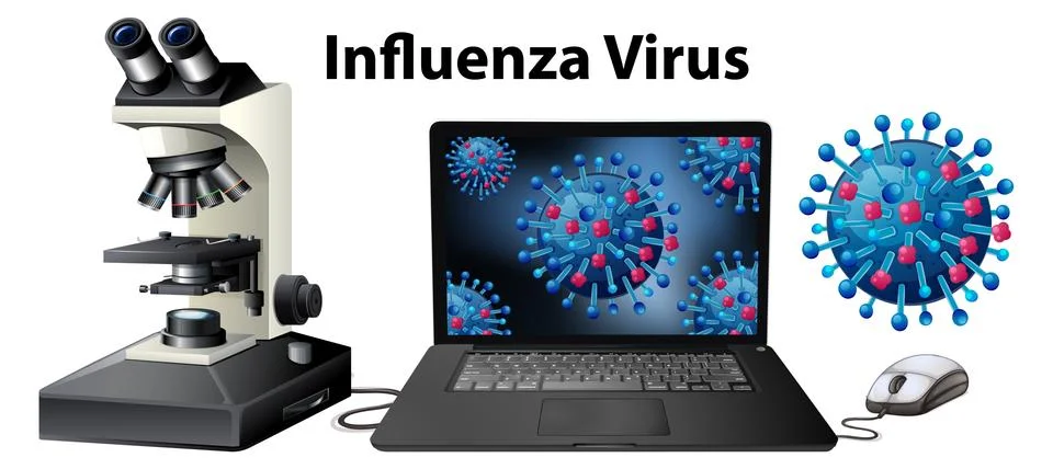 Close up isolated object of virus named Influenza virus Stock Illustration
