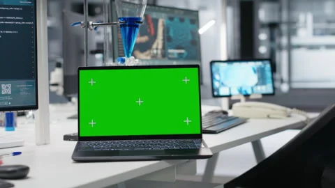 Close up of isolated screen laptop and computer program in laboratory Stock Footage 320143600