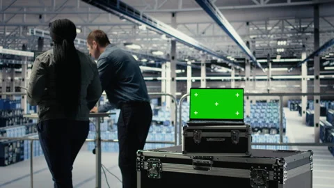 Close up of isolated screen laptop in front of data center programmers Stock Footage 314804834