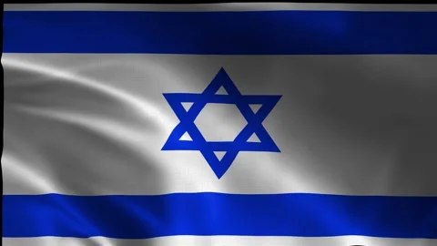 Close-up of the Israel flag fluttering in the wind. National flag of Israeli Stock Footage 281079809