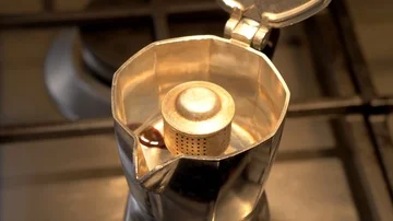 Close up of Italian coffe preparation Stock Footage 85484619