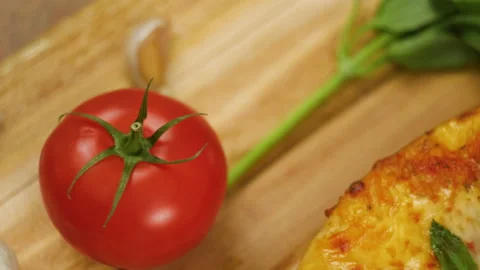 Close up of Italian pizza preparation. The process of making pizza at the table Stock Footage 138435893