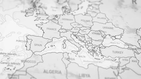 Close Up Of Italy Borders. World Map Animation. Stock Footage 331811978