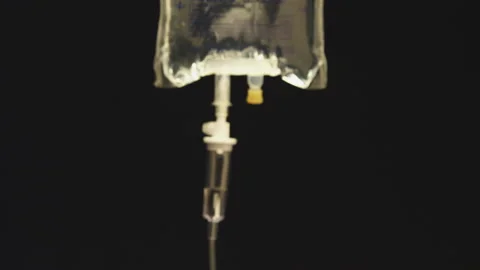 Close-up of IV bag with IV drip in hospital with medicine Stock Footage 146371376