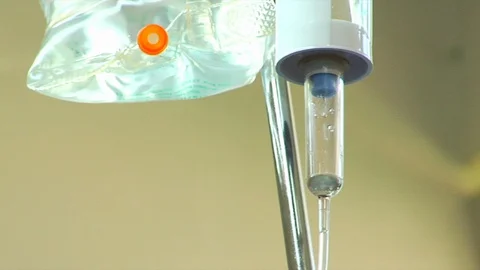 Close-up of IV drip in an operating room. Stock Footage 99460514