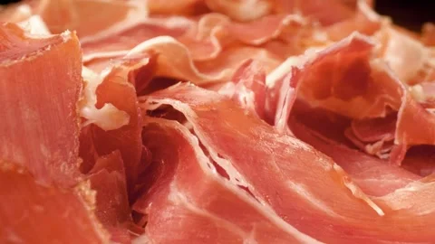 A Close-Up of Jamon Iberico with a sliding motion. Stock Footage 301446168