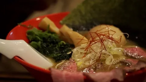 Close up Japanese ramen 스톡 동영상 238503357