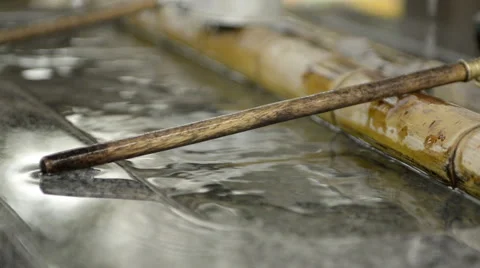 Close-up of Japanese Water Fountain Ladle Stock Footage
