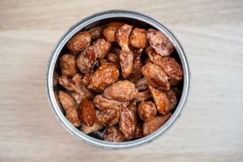 Close-up of a Jar Filled with Candied Almonds Stock Photos