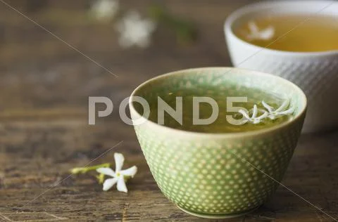 Close Up Of Jasmine Tea In Teacup