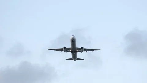 Close Up Jet Airplane Taking Off Aircraft Takeoff Global Warming Climate Change Stock Footage 117118665