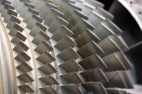 Close up on jet engine comressor blades Stock Photos