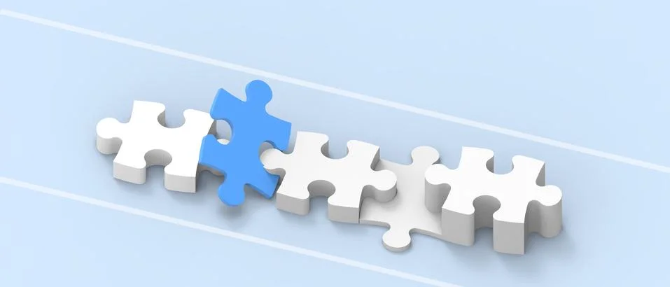 Close up Jigsaw Puzzle ideas Creativity banner and business Concept on blue 스톡 일러스트