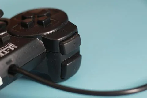 A close up of a joystick Stock Photos