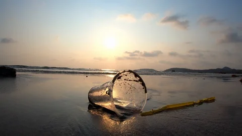 Close up of junk garbage dirty on the beach environment pollution. Stock Footage 103211701