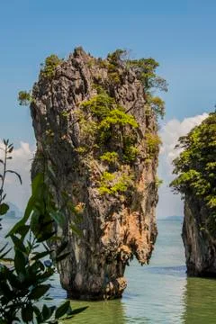 Close-up of karst limestone tower in the vicinity of Phuket. thailand asia Stock Photos