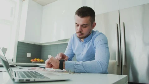 Close-up keyboard and clock hands Stock Footage 104321027