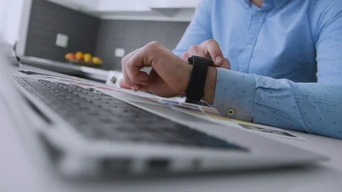 Close-up keyboard and clock hands Stock Footage 104321163
