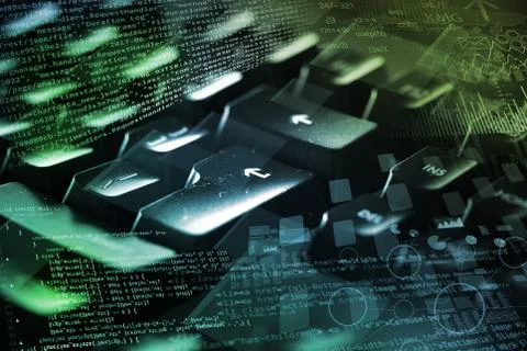 Close-up keyboard with coding concept Stock Photos