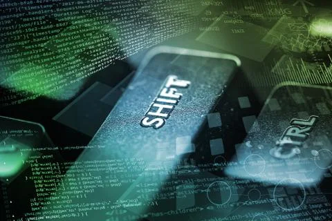 Close-up keyboard with coding concept 写真素材