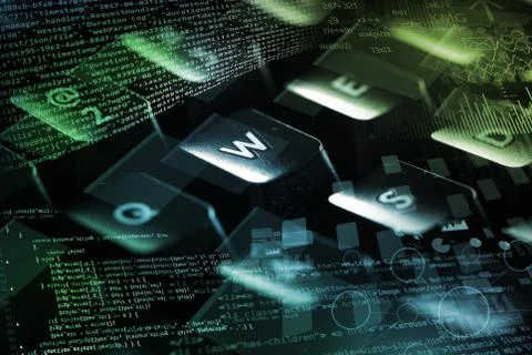 Close-up keyboard with coding concept 写真素材