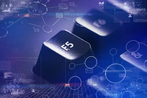 Close-up keyboard with link and communication concept Stock Photos