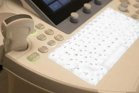 Close up on keyboard of a sonogram machine Stock Photos