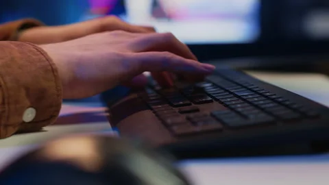 Close up of keyboard used by software engineer programming at home Stock Footage 265619265
