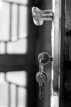 Close-Up of a Keys in a door Lock Foto stock