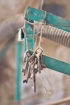 A close up of a keys hanging Foto stock