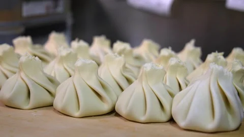 Close-up of Khinkali. Process of making khinkali Stock Footage 267670286
