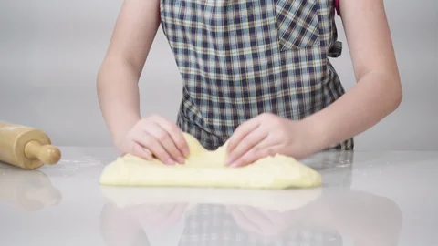 Close up kid hands prepare dough. Stock Footage 107044664