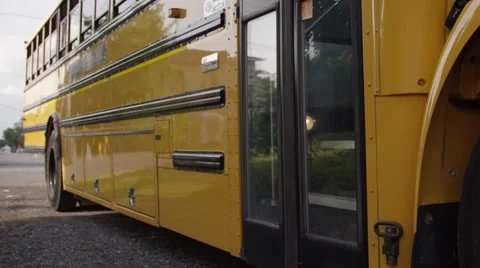 Close Kids Getting off Bus Stock-Footage 53403458
