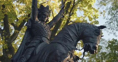 Close up of King Jagiello Monument at Central Park New York Stock Footage 219565964
