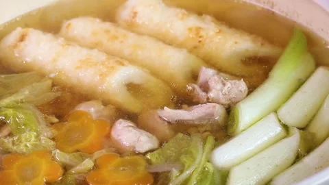 Close-up of Kiritanpo Nabe rotating Stock-Footage 327051436