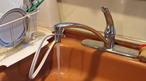Close of Kitchen Since Faucet Running Then Filter Switched On (46) Stock Footage 24788862