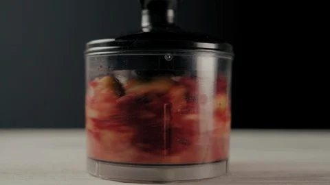 Close-Up Kitchen Mixer Beats Fruit for Smoothie Stock Footage 103487741