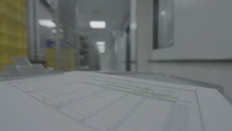 Close-up of a kitchen production checklist on a clipboard Vídeo Stock 327353334