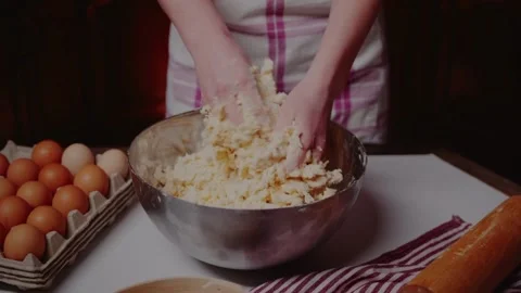 Close up kneading dough by hands for bread loaf pizza pastry Handmade bakin.. Stock Footage 272566298