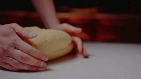Close up kneading dough by hands for bread loaf pizza pastry Handmade bakin.. Stock Footage 272566304