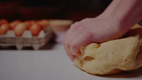 Close up kneading dough by hands for bread loaf pizza pastry Handmade bakin.. Stock Footage 272566373