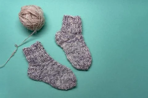 Close up of knitted socks Stock Photos