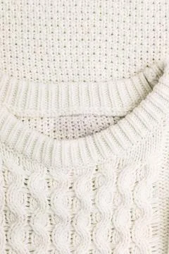 Close-up of Knitted White Sweater Stock Photos