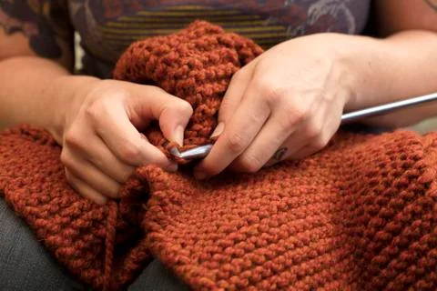 Close Up of Knitting Hands Stock Photos