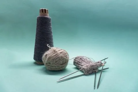 Close up of knitting socks. Stock Photos