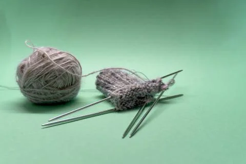 Close up of knitting socks. Stock Photos