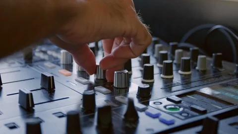 Close-Up: Knobs on a Recording Device (SHOT ON RED) Video stock 97478818